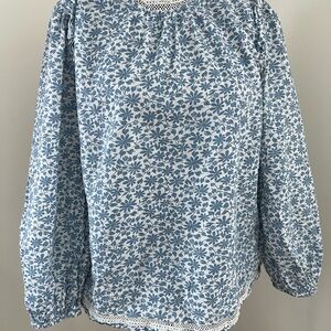 J. Crew Blue Floral Blouse